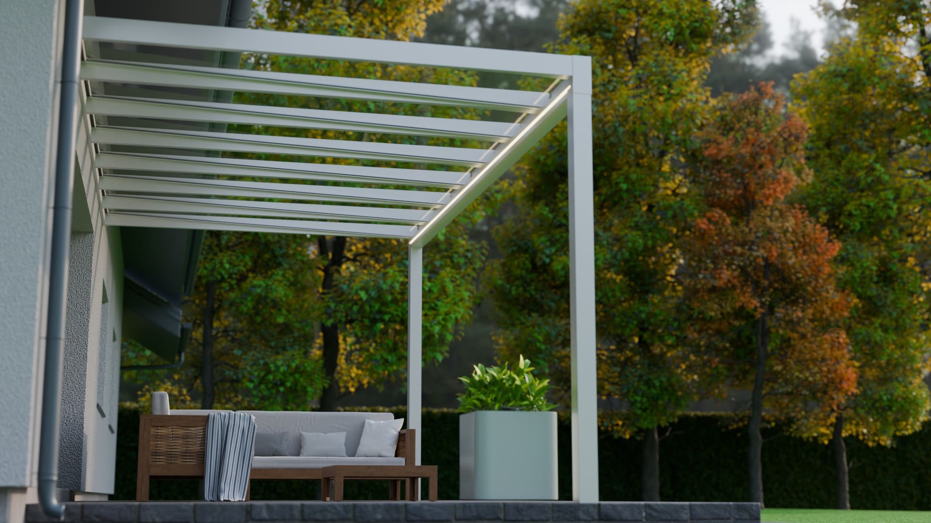 Glas Terrassendach Trebbiano inkl. LED Beleuchtung